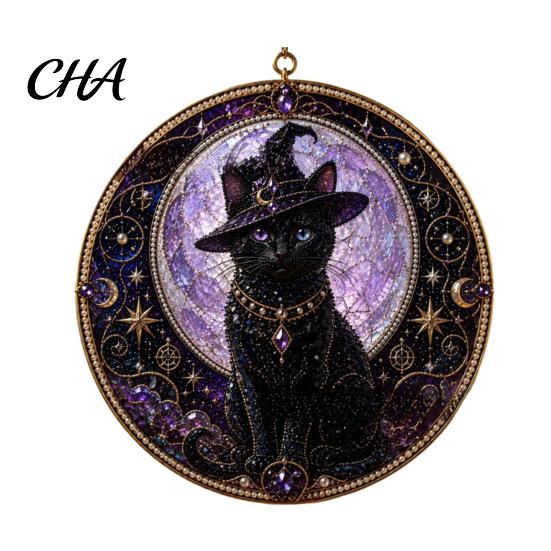 Window Hanging Decor Black Cat Diamond Art Kits for Adults Beginners, DIY Material Package, Beginner Crafting Set Painting Craft Home Wall & Supplies