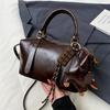 IELGY Large Capacity Boston Bag Commuter All-Match Handbag Retro One-Shoulder Messenger Pillow Bag