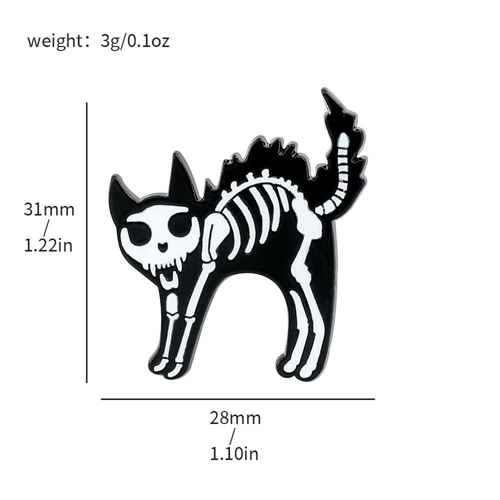 Personalized creative dark skeleton kitten brooch Halloween series puppy bird skeleton metal badge pin