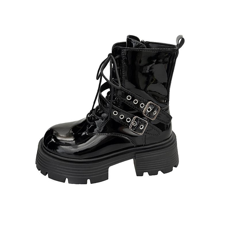 Platform Martin boots women's spring and autumn 2025 new thick heel British punk locomotive boots small height-increasing short boots summer