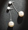 Women's Imitation Pearl Earrings New Elegant Chain Big Pearl Earrings Personality Wild Pendant Long Bride Wedding Earrings