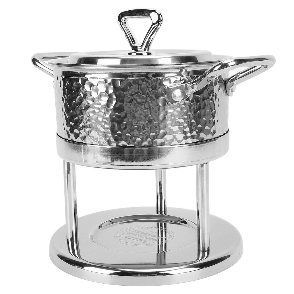 Single Fire Stove 304 Stainless Steel Individual Food Warmer Stove Pan Camping Hot Pot with Lid for