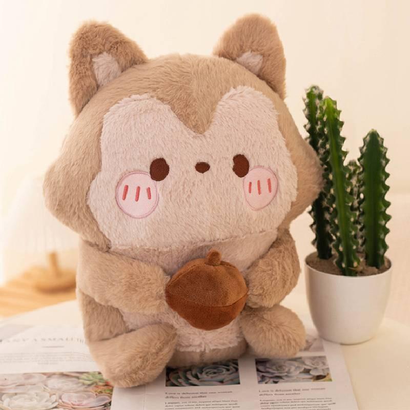 With Squirrel Pine Cone Plush Toy Stuffed Doll Home Bedroom Decoration Kids Gift