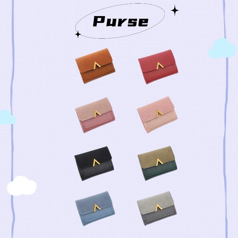 Fashionable Korean-style Women's Wallet With Metal Elements, 2 Folds And Convenient Cover-opening Design