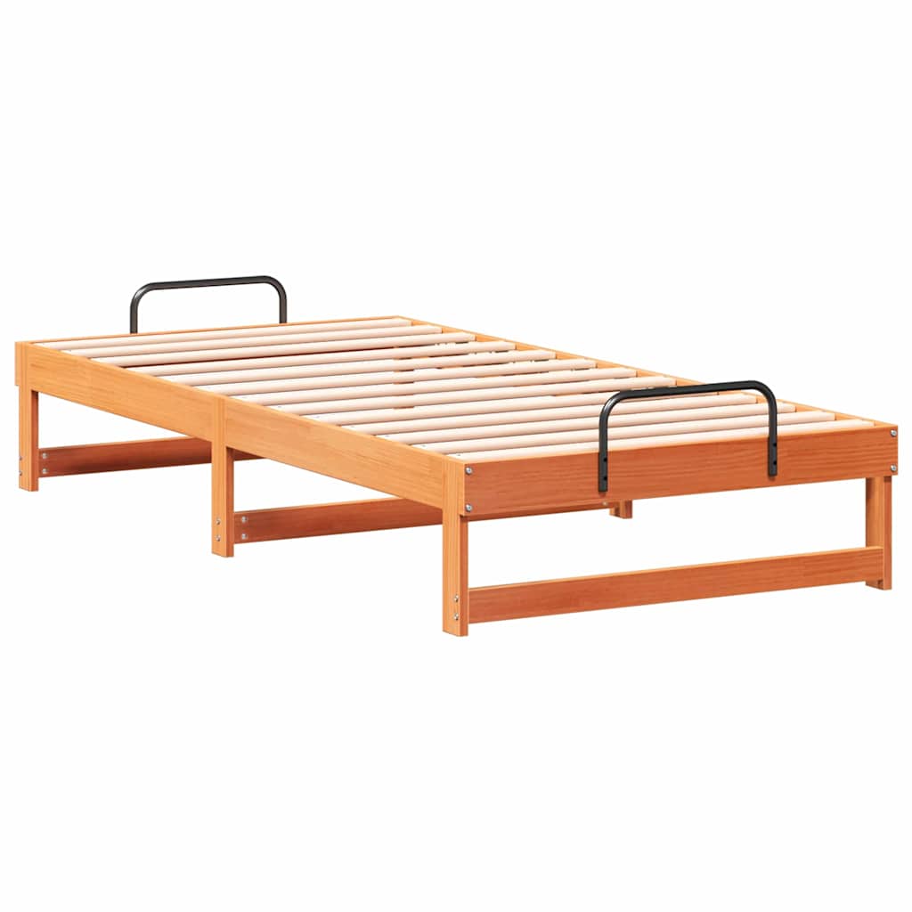 Brown Bed Frame 90 x 190 cm Solid Pine Wood