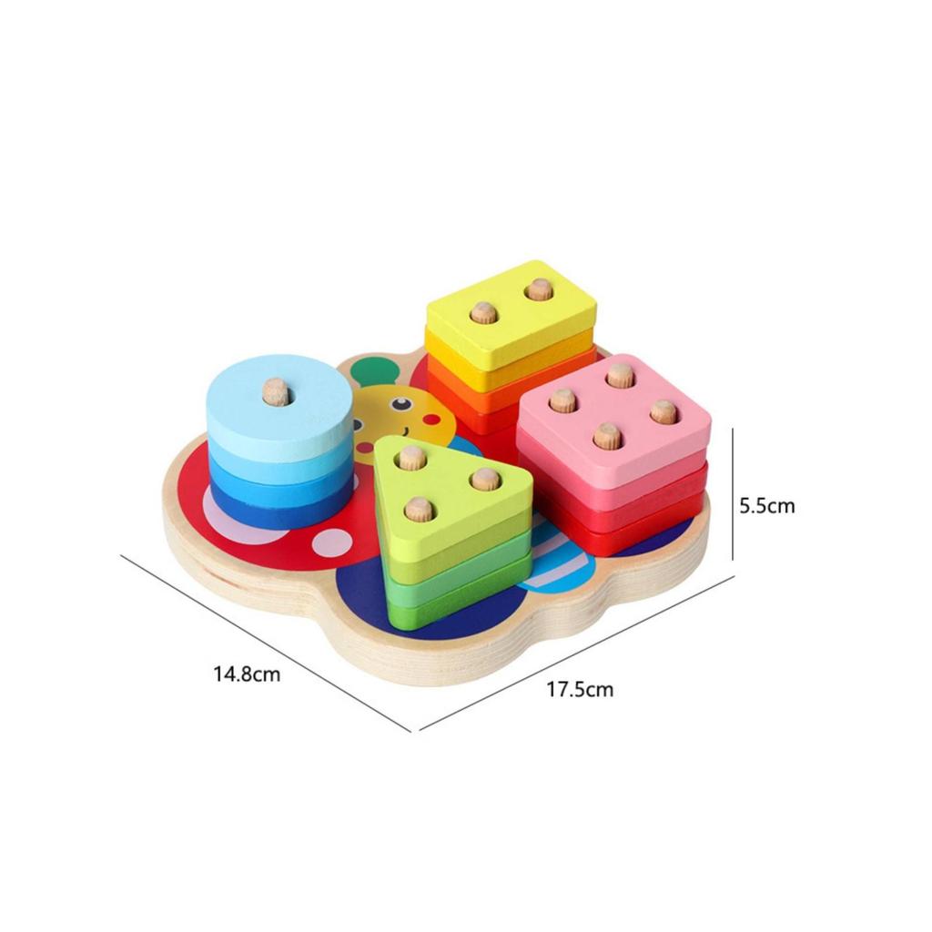 Butterfly Puzzle with Pegs Montessori Geometric Stacker Educational Shape Stacking for