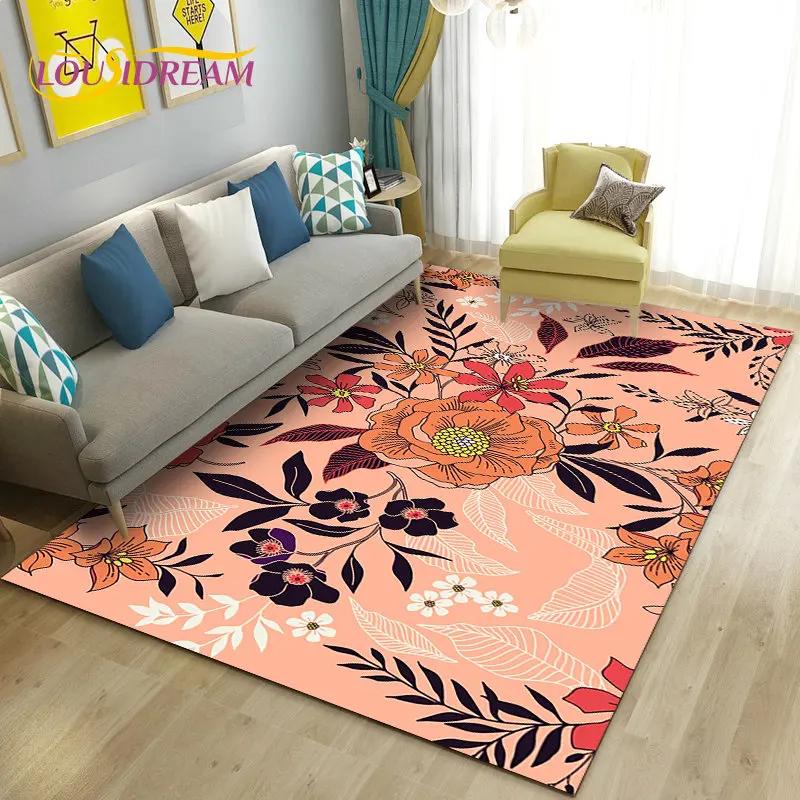 3D Mushroom Flower Plant Leaf Area Rug,Carpet Rug for Living Room Bedroom Sofa Doormat Decoration,Kitchen Non-slip Floor Mat
