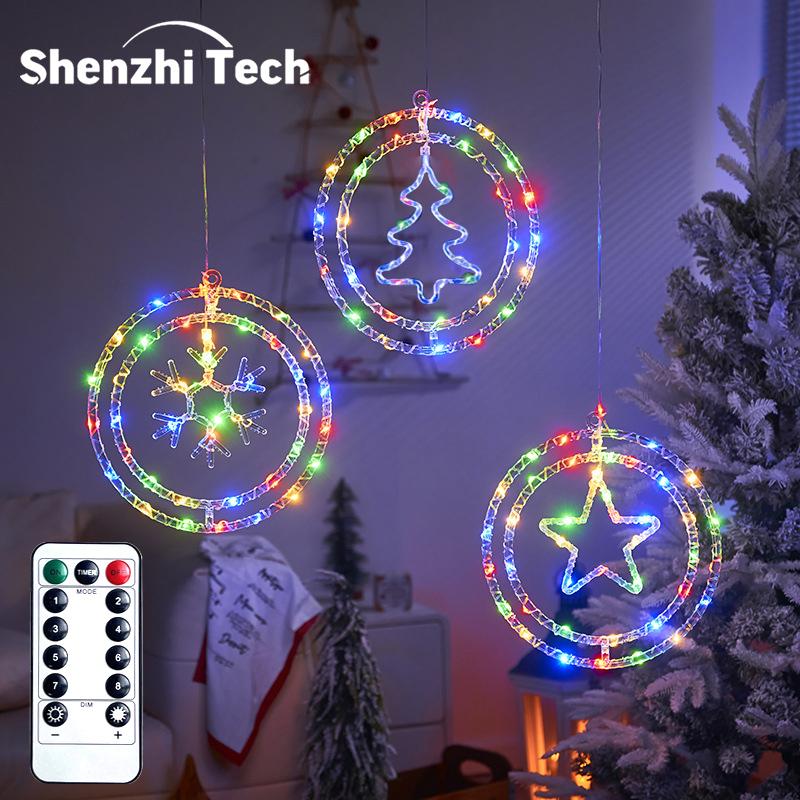 LED Light String, Battery Powered Double Round Pendant Light with Remote and Timer, Holiday Lamp for Camping Home Decoration