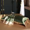 European Solid Color Mulberry Silk Bedding Sets Ice Silk Satin Cooling Bedclothes High Quality Skin-Friendly Smooth Duvet Kit