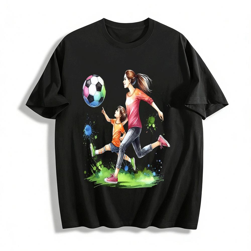 Parent-child Soccer Time Fun Print Casual Top Pure cotton T-shirt XXS