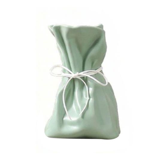 Bag Shape Vase for Flower Arrangement Small Resin Decorative Flower Vase S зелёный