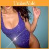 Women's Crystal Bodysuit Stretch Leotard Tops Elegant Romper Stylish Playsuit Lingerie For Casual Summer Wear