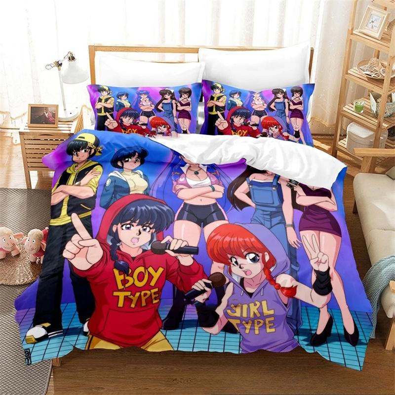 Drukowane 3D Zestawy Pościeli Anime Ranma 1/2 wykwintny zestaw pościeli poszewka na kołdrę zestaw kołdry luksusowy prezent urodzinowy