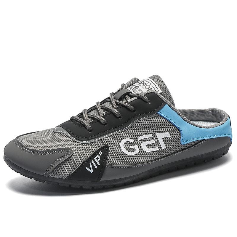 

Мода Модные мужские тапочки 2024 года, новый стиль, на латексной подошве, дикие, с плоским дном, летние, тонкие, с срезом, Baotou Half Slippers 44 серый