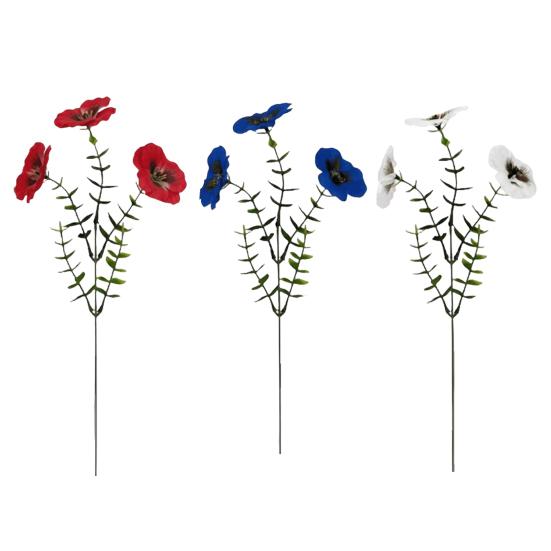 10 Pcs Artificial Fake Pansy Flowers for Outdoor Patriotic Red White Blue UV Resistant Faux Silk Flowers for 4th of July Front Door Porch Patio Window