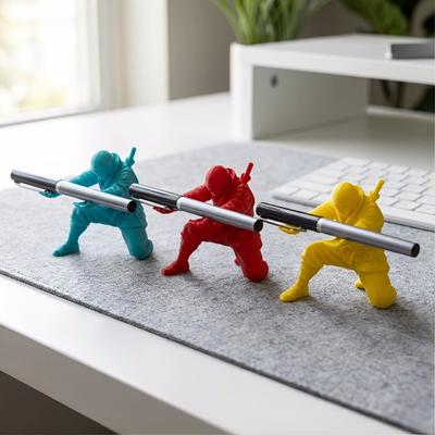 Ninja Pen Holder 3D Printed Samurai Pencil Stand Warrior Figurine Desktop Organizer for Office Desk Accessories Gag Gift for Men Coworkers