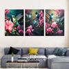 Modern Glam Rahmenlos Kolibri Vogel Tierdruck Wandbehang Dekoration Rosa Blumen für Wohnzimmer, Wanddekor, Ohne Rahmen