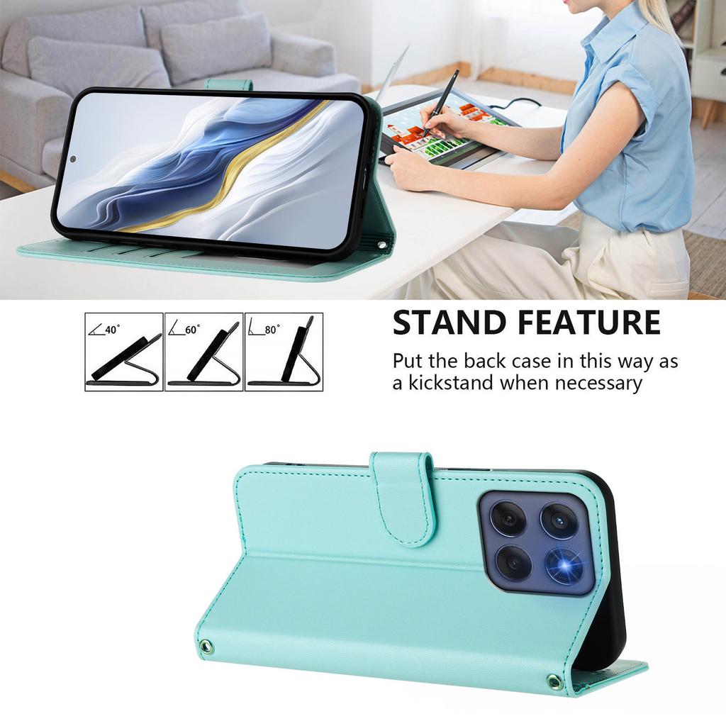 Applicable To Motorola G37 Power Leather Pattern Solid Color Business Hand Rope Leather Case EDGE 2026 Three Card Flip