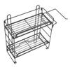 Toilet Storage Shelves Iron Wall Mounted 2 Layers Foldable Grid Home Decoration with Hooks for Bathroom