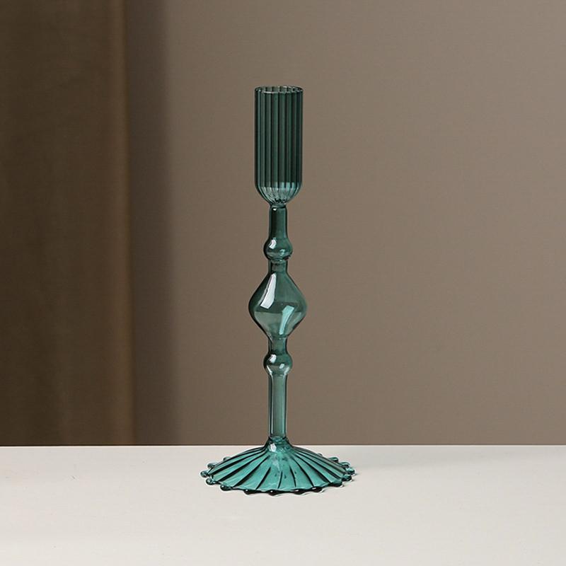 1PC Glass Candlestick Art Crafts Modern Handcrafted Glass Crafts for Holiday Homes Creative 21x8cm