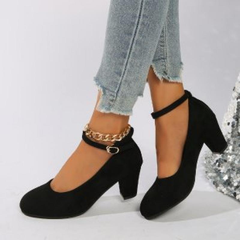 New Women's Retro Mary Jane Shoes Thick Heel Round Head Large Size Women's Shoes