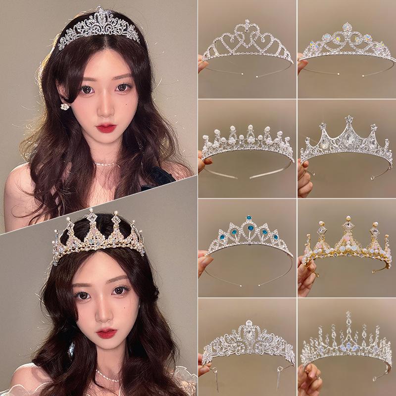 Brilliant Rhinestone Princess Crown Hair Accessories High End Adult Ceremony Birthday Headband Girls Exquisite Headband