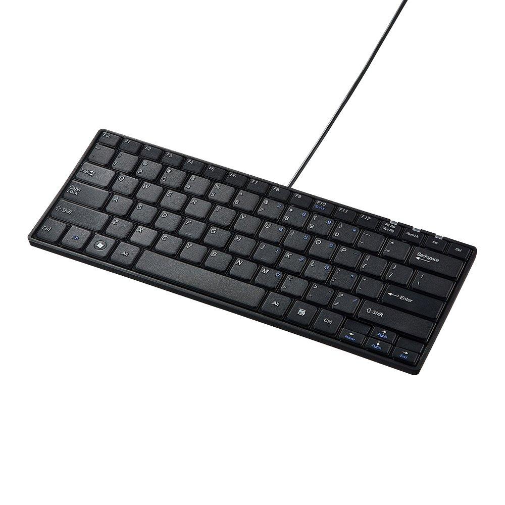Sanwa Supply English Layout USB Slim Keyboard with No Numeric Black SKB-E3U Pantograph, Keypad,