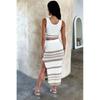 2024 Export European and American Women's Clothing Summer New Sleeveless Vest Sexy Slit Stripes Skirt Knitting Suit