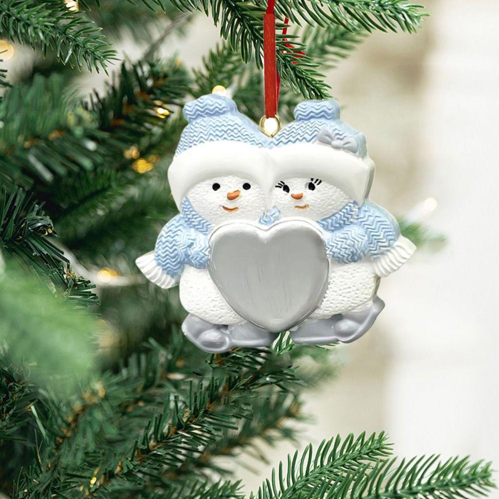 Cartoon Snowman Hanging Ornaments Resin Love DIY Christmas Pendants with Hannging Rope Decorative Snowman Car Pendant