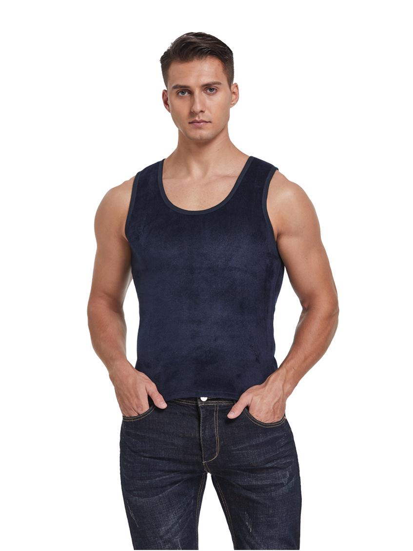 

Мужской жилет из золотого бархата на флисовой подкладке - Теплый, приталенный базовый слой, утолщенный, двусторонний, осенне-зимний. L темно-синий