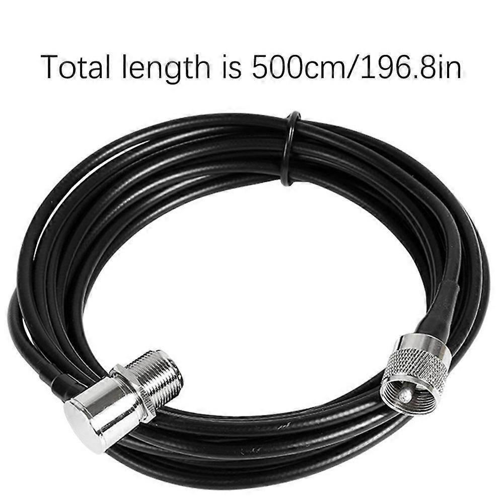 5m/16ft Antenna Feeder Cable - M Male Type, Rubber & Metal, Long Feeder Wire for Two-Way & Amateur Radios
