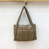 Korean Quilted Shoulder Bags Plaid Padded Square Bag  Large Capacity Solid Cotton Blend Tote Bags For Travel Commuting Handbags