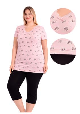 Women's Viscose Pajamas 2XL Short Sleeve 3/4 Pants For Summer Loose Nice