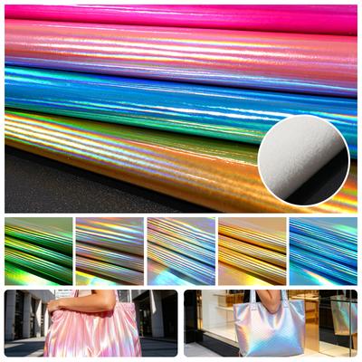 Tejido de Piel Sintética PU Iridiscente Espejo Láser Material Impermeable Resistente al Desgaste para Zapatos Bolsos Disfraces de Escenario Tapicería de Coche DIY