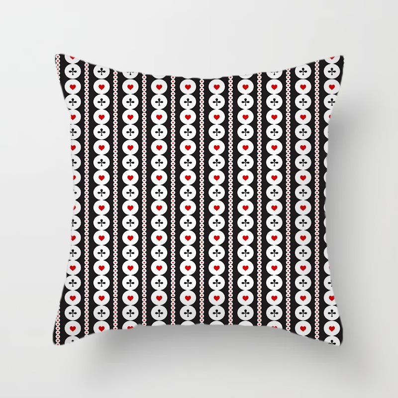 Juste de coussin carrée avec motif de poker, décoration de luxe pour la maison, accessoires magiques, cœur noir, bureau, canapé, voiture