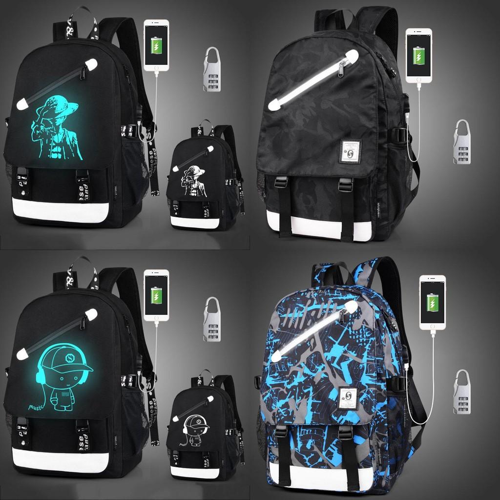 Cartoon Canvas Backpack With Large Capacity And Usb Port For School And Travel