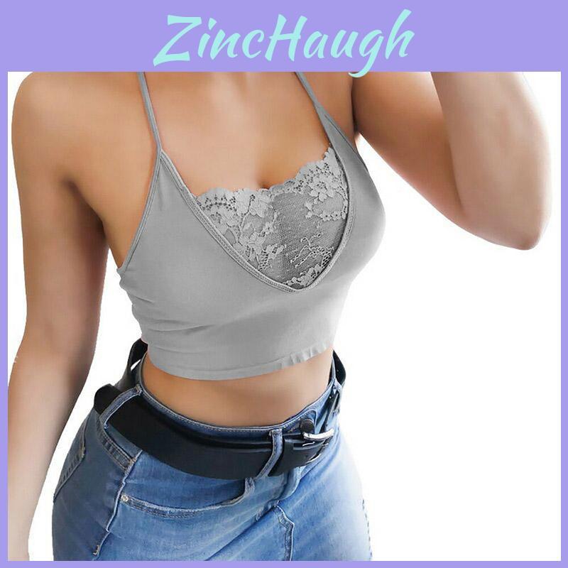 Elegante Crop Top Sexy da Donna con Spalline Sottili e Schiena Incrociata in Pizzo per Clubwear