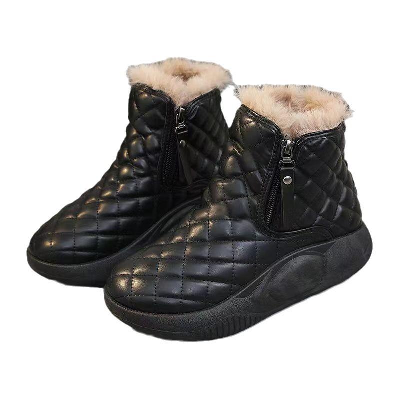 Snow Boots Women's 2025 New Winter Women's Shoes Versatile Sports Non-slip Cotton Shoes Velvet Thickened Foreign Style Warm Shoes