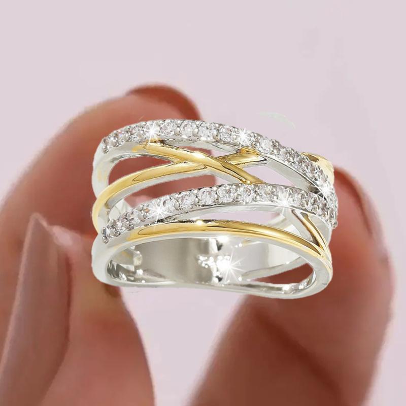 Cubic Zirconia Alloy Ring Timeless Fashion Design Elegant Luxury Perfect for Engagement, Wedding Anniversary