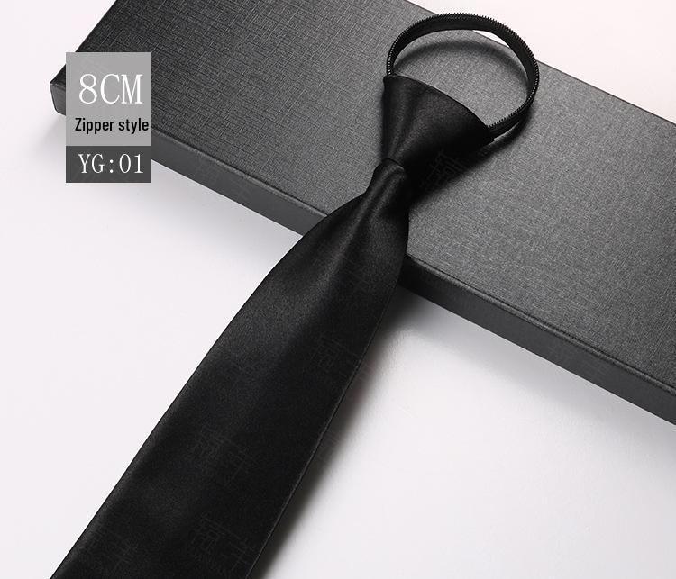 

Men s Easy-Pull Zipper Necktie: Solid Color, Professional Style in Black, Blue, or Red