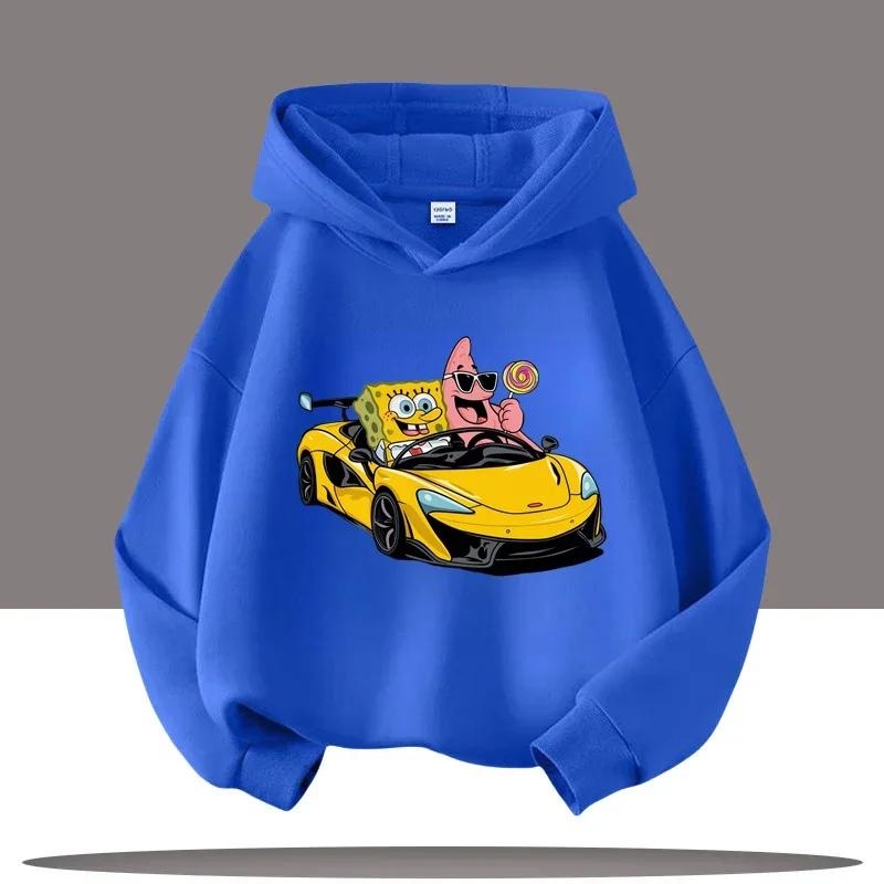 Podzim Zima Spongebob v kalhotách Tištěné Mikiny Ležérní Teplé Sportovní Dlouhý Rukáv Dětské Chlapecké a Dívčí Dětské Unisex Mikiny s Kapucí