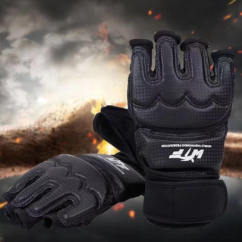 1 pár karate rukavic bojová taekwondo kožené rukavice na nohy vybavení chránič prstů box ochrana rukou a nohou chrániče