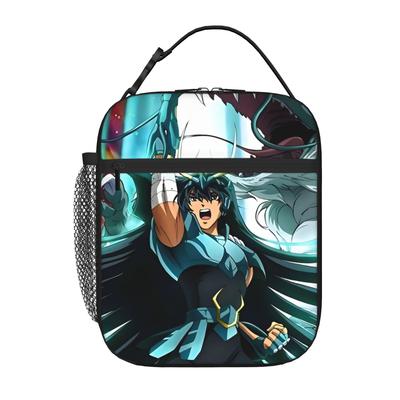 1 Piece Portable Lunch Container Block  Zipper Closure Durable Pocket Saint Seiya  For Lunch Lunch Box Bag