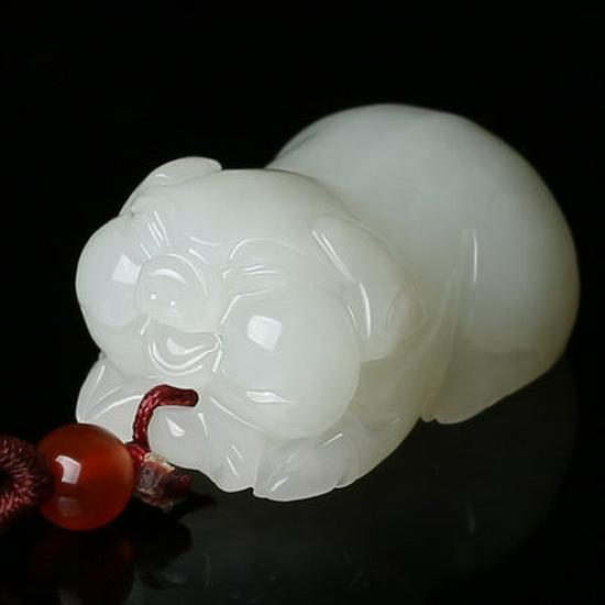 Hetian Jade Pig Pendant with Certificate - Free Shipping 2018057