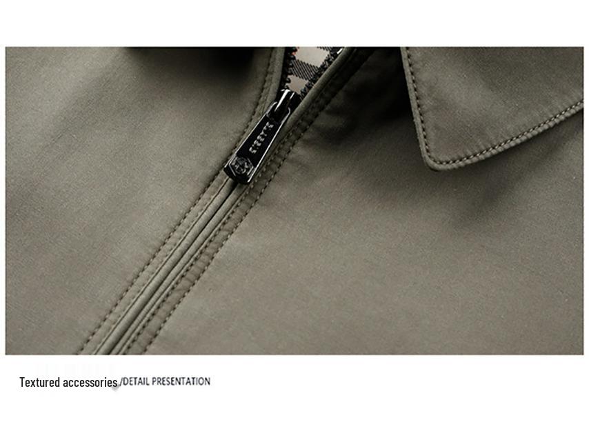 100% Cotton Men's Fashion Lapel Jacket - Perfect for Spring/Autumn Business Wear for Middle-Aged Leaders