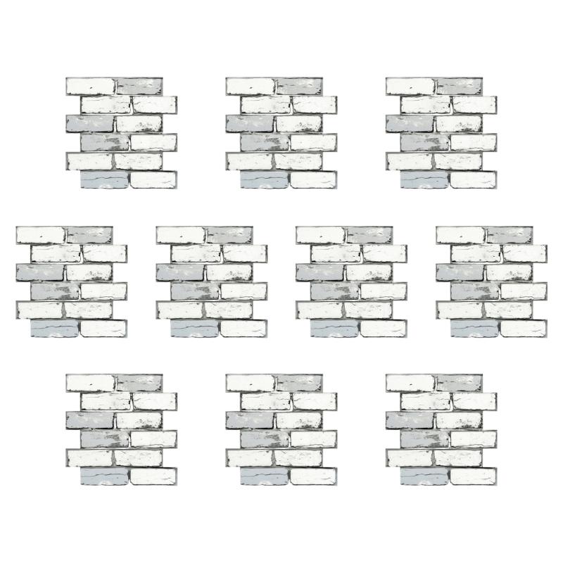 10pack Auto Adhesive 3D Brick Texture Wallpaper Waterproof PVC Decals For Backsplash And Feature Walls