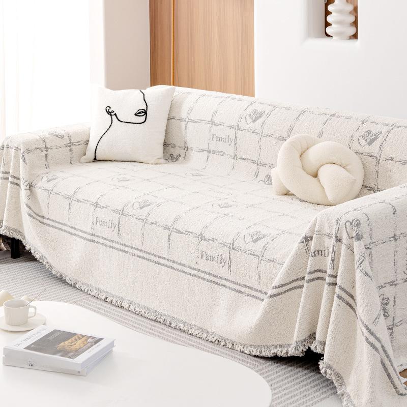 Plush Yarn Sofa Towel All-Inclusive Sofa Cover Dust Cover Living Room Straight Row Sofa One Piece Cover Cloth Anti-Scratching