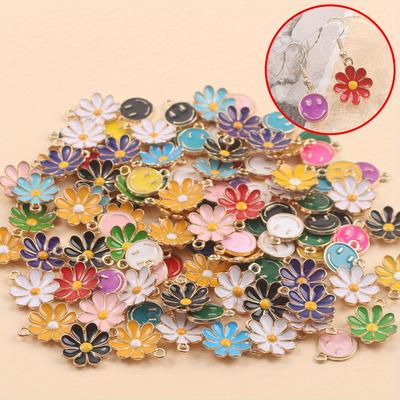 11/22/33pcs Alloy Enamel Chrysanthemum Jewelry, Flower Jewelry Chrysanthemum Pendant Bracelet DIY Summer Beach Ankle Chain