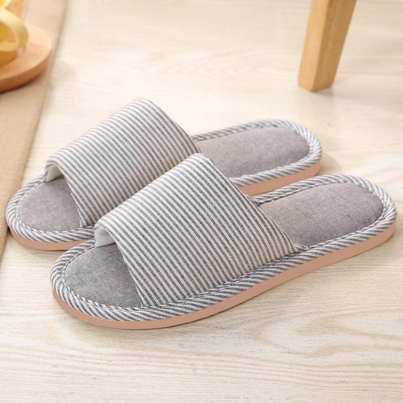 

Striped Linen Slippers - Four Seasons Indoor Cotton Men s & Women s Thick Sole Slippers 40-41 (Fits 39-40)
