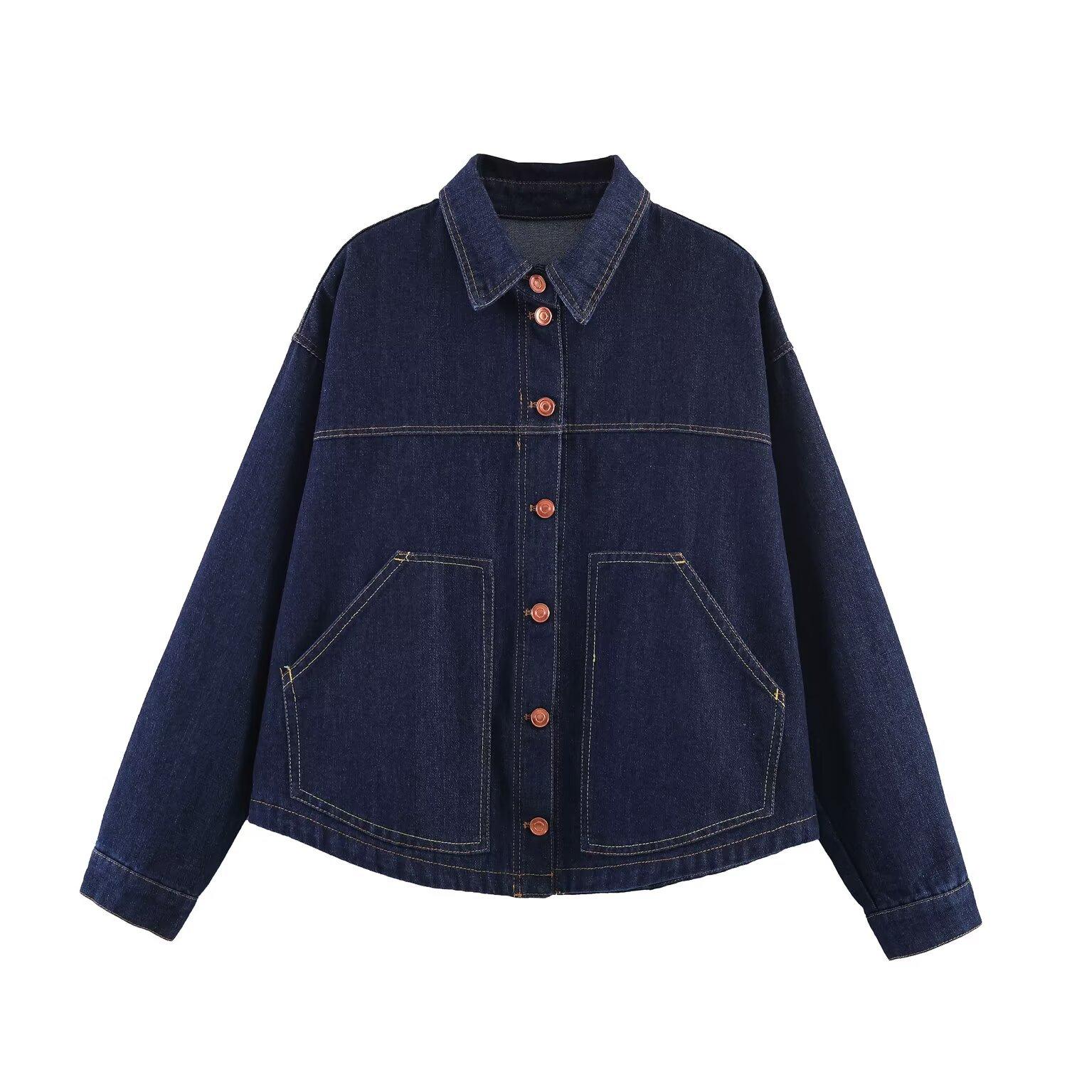 European and American style, new women s clothing, fashionable, casual, versatile, fashionable, classic denim jacket S